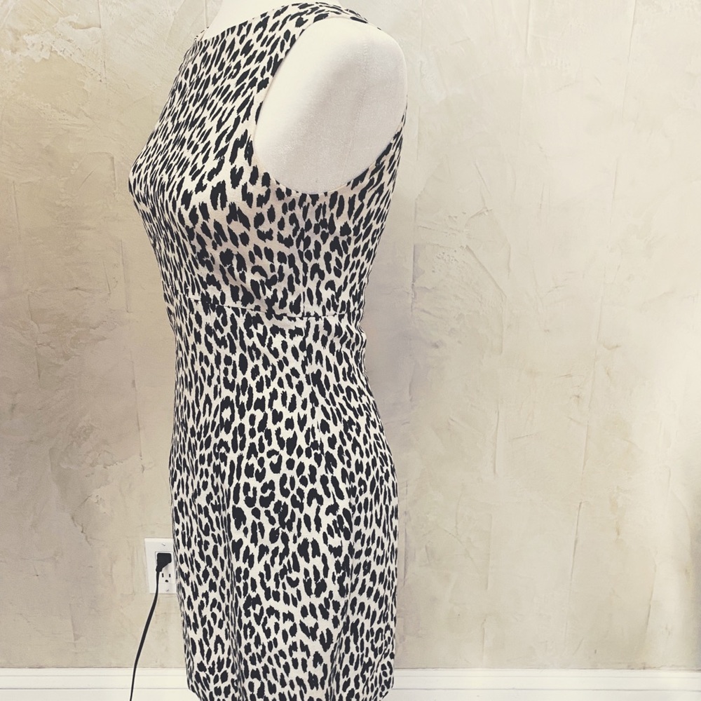 Classy Black And White Leopard Print Linen Dress - image 3